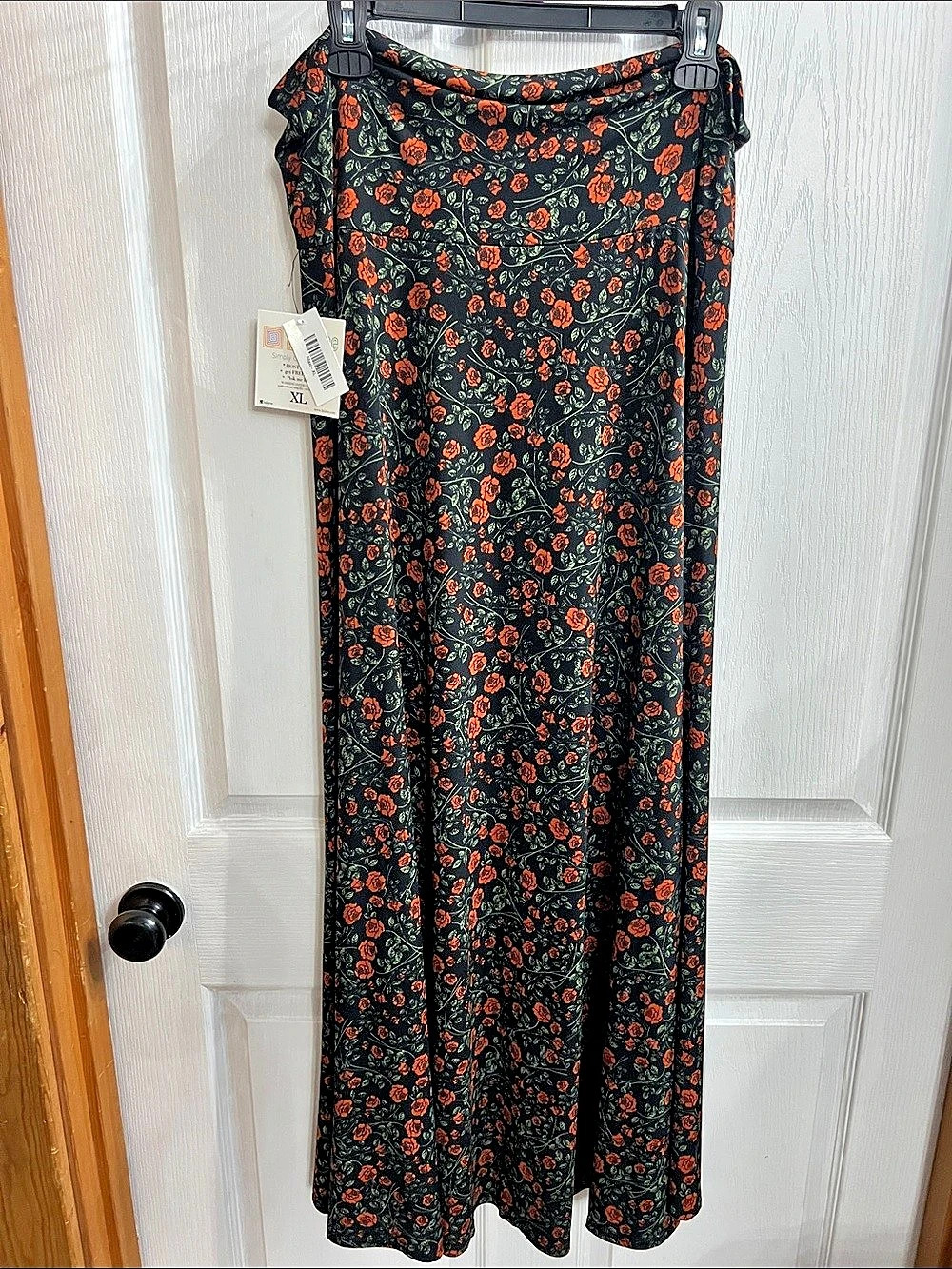Lularoe Maxi Skirt Floral Black & Orange XL
